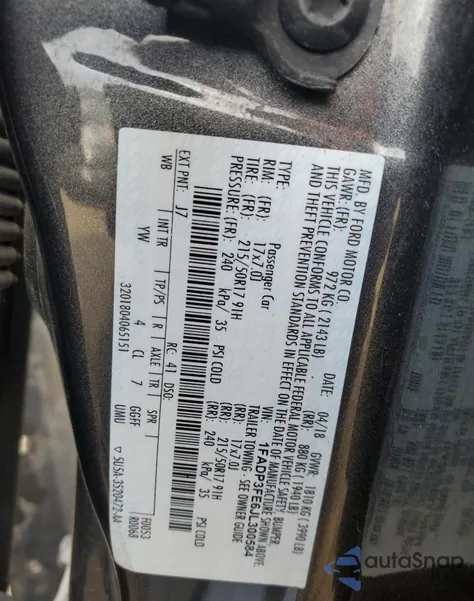 2018 Ford Focus Se из США, поврежденный, VIN 1FADP3FE6JL300584